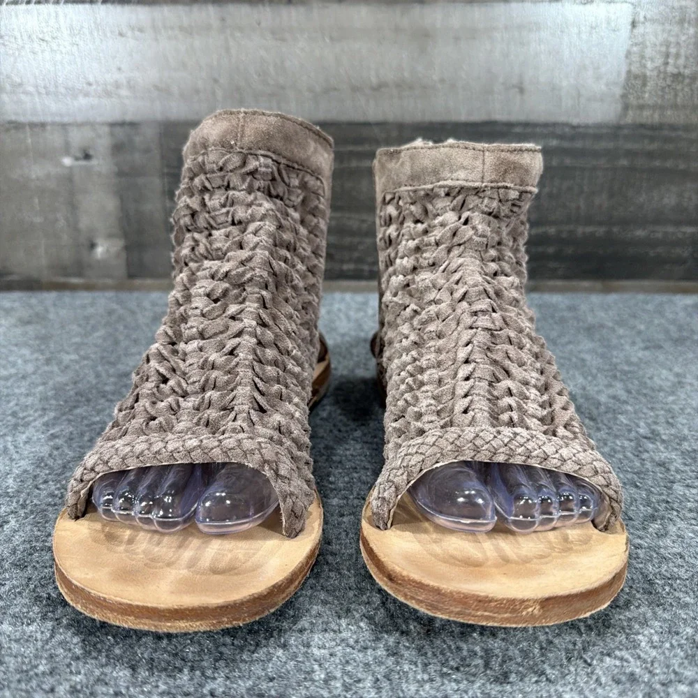 Free People Island Cruiser Woven Suede Sandals Boho Bootie Taupe EU 40 US 10